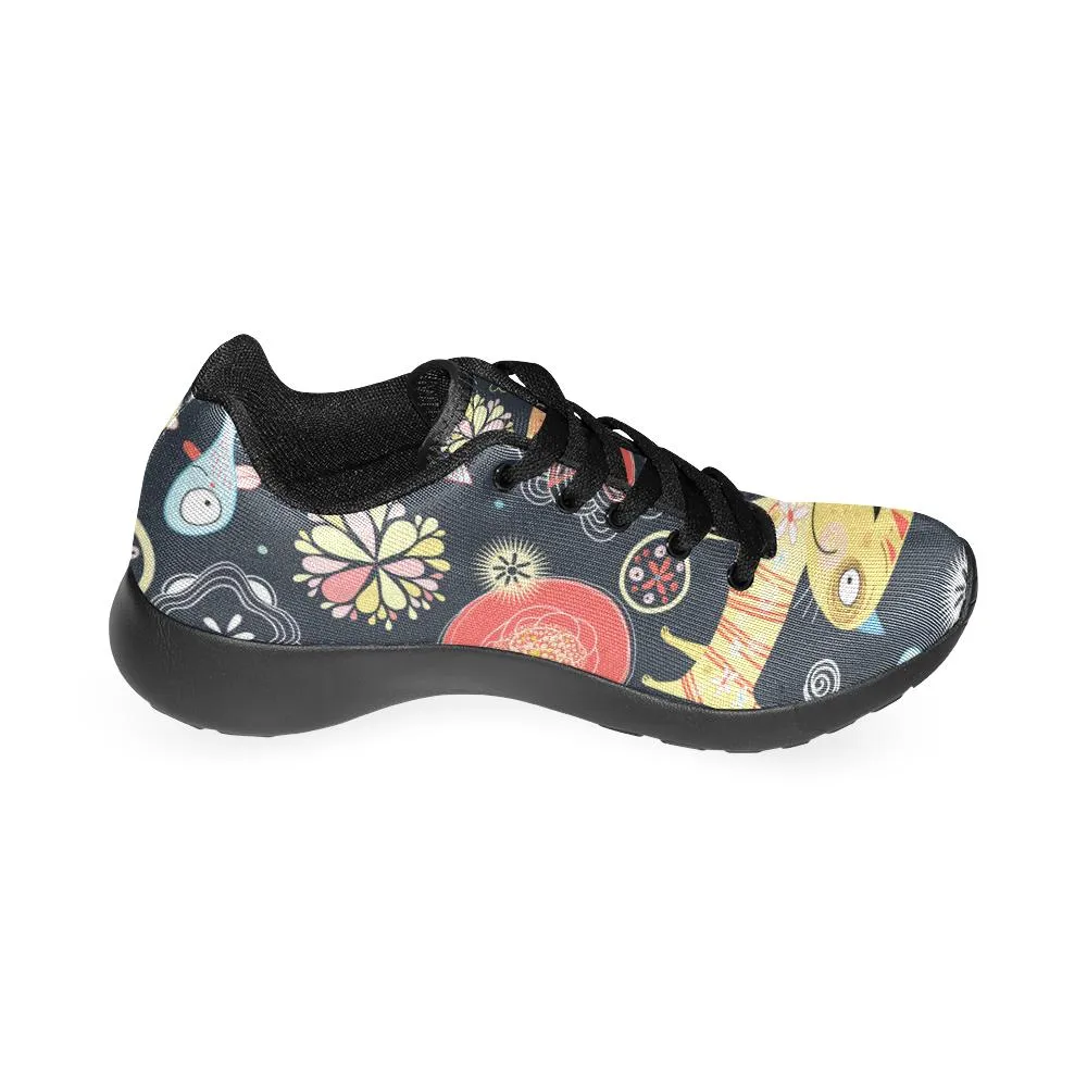 Zenzzle Floral pattern cats fish Women's Running shoes Casual Lightweight Athletic Sneakers US size 6-15